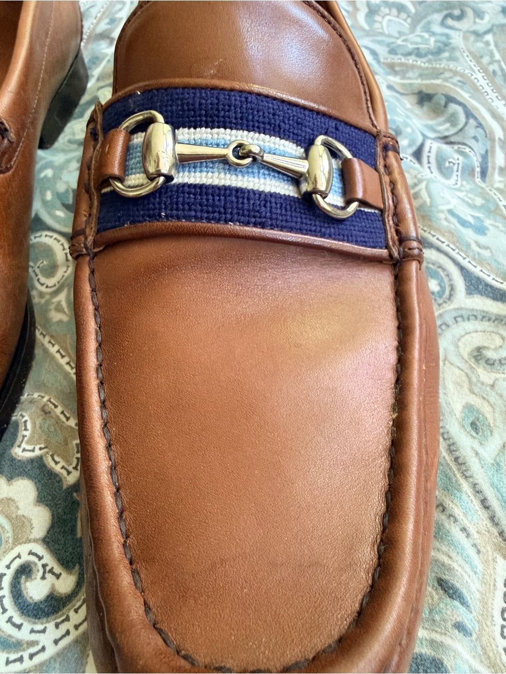 Smathers & Branson Darcy Stripe Downing Bit Chestnut Brown Leather Loafers Sz 11 - Picture 4 of 11